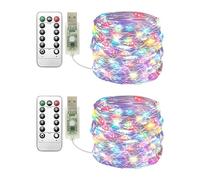 Clearhill Guirlandes lumineuses USB Lot de 2, 10M 100LED Fil de cuivre Multicolore, télécommande, 8 modes, minuterie et variateur, décoration intérieure extérieure Noël chambre