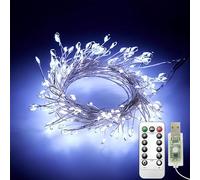 Clearhill Lot de 2 Guirlandes Féeriques USB avec Télécommande, 3 m / 10 pi, 100 LED Blanc, Lumières Groupées, 8 Modes, Guirlandes à Fil de Cuivre Étanches pour Chambre, Mariage, DIY Couronne