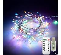 Clearhill Lot de 2 Guirlandes Féeriques USB avec Télécommande, 3 m / 10 pi, 100 LED Multicolore, Lumières Groupées, 8 Modes, Guirlandes à Fil de Cuivre Étanches pour Chambre, Mariage, DIY Couronne