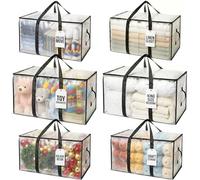 ClearSpace Lot de 6 grands sacs de déménagement ou de rangement surdimensionnés avec sangles de sac à dos, fermetures éclair et poignées - Sacs d'emballage robustes pour déménagement, dortoir
