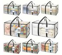 ClearSpace Lot de 8 grands sacs de déménagement ou de rangement surdimensionnés avec sangles de sac à dos, fermetures éclair et poignées - Sacs d'emballage robustes pour déménagement, dortoir