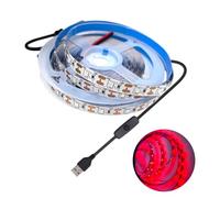 Cleiscry Bande LED 60 LED SMD2835 avec interrupteur - Rouge - 2 m - 5 V | Ruban LED SMD fin de 3 mm - 180 LED/m - 12 V - Peut être raccourcie - Blanc chaud, blanc naturel, blanc, rouge, bleu