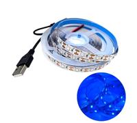 Cleiscry Bande LED USB - 2 m - 5 V - Bleu - 460-465 nm - 60 LED SMD2835 | Ruban LED SMD fin de 3 mm - 180 LED/m - 12 V - Peut être raccourcie - Blanc chaud, blanc naturel, blanc, rouge, bleu