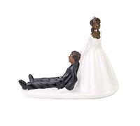 Clenp Figurine De Gâteau - élégante Mariée Marié Couple Gâteau Topper Mariage Résine Figurine - Décoration De Gâteau pour Les Gâteaux De Mariage Peau Noire 13 cm x 6,5 cm x 10 cm