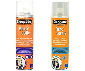 Cléopâtre - ACR250 - Aero'Colle - Spray de Colle repositionnable - 250 ml & AVB250 - Aéro'Vernis - Aérosol de Vernis Brillant - 250 ml 21 x 16 x 18 cm transparent