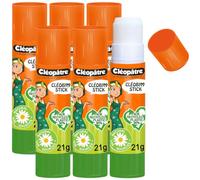 CLEOPATRE - Boîte de 6 bâtons de colle VÉGÉTALE en 21 gr - Naturel Sans Solvant - Idéal pour Écoles, Papeterie, Bureau, Fournitures Scolaires