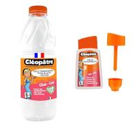 CLEOPATRE- Colle transparente - Flacon de recharge au format de 1 kg & CLEOPATRE - Blister Colle transparente forte"Adhésive" en 80 gr avec pinceau incorporé