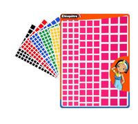 CLEOPATRE - Gommettes Autocollantes Carrées - 8 couleurs - Paquet de 24 feuilles (2304 stickers)