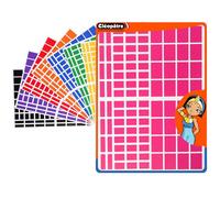CLEOPATRE - Gommettes Autocollantes Rectangles - 8 couleurs - Paquet de 24 feuilles (2304 stickers)
