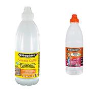 Cléopâtre - LCC1-1000 - Vernis Colle brillant - Flacon 1 kg 8 x 8 x 27 cm Blanc & AD1L - Flacon de Recharge de Colle transparente forte 1 L