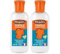Cléopâtre - LCC16-100X - Cléo'Textile - Colle avec Embout de précision Transparente pour textiles - Flacon 100 g BLANC (Lot de 2)