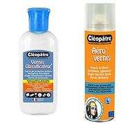 Cléopâtre - LCC3-100X - Vernis glassificateur - Flacon 100 g & AVB250 - Aéro'Vernis - Aérosol de Vernis Brillant - 250 ml 21 x 16 x 18 cm transparent