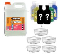 CLÉOPÂTRE - Lot de 2 kg Colle Transparente + 6 Pots de Paillettes + 5 Boîtes De Rangement - Colle Papier Carton - Kit Pour Créations Qui Brillent - Loisirs Créatifs - Fabrication Française