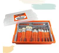 CLEOPATRE - Mallette de Rangement égouttoir + 100 Pinceaux, Idéal pour Stocker et Faire sécher Les pinceaux de Peinture - Adapté aux écoles et collectivités, Orange, 41x33x8cm