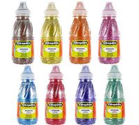 Cléopâtre - PP250X8A - Lot de 8 Peintures Pailletées - Couleurs Assorties - Flacons 250 ml, Sienne, jaune doré, orange, magenta, bleu, rouge, violet, vert