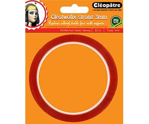 Cléopâtre Strong Cléotwofix Rouleau adhésif Double Face Extra Fort (3mm 10 mètres), 10 m Fin SCRAP-RAEF
