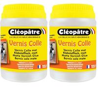 CLEOPATRE- Vernis Colle Transparent effet Mat - Séchage rapide - Sans solvant - Pot 250 g (Lot de 2)