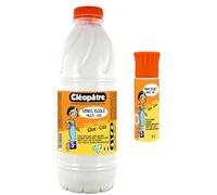 CLEOPATRE - Vinyl'Ecole Flacon De Colle Blanche Vinylique 1L et Flacon de 25g Rechargeable - Idéal Travaux Manuels et Loisirs Créatifs Dès 3 ans - Rentrée Des Classes - Fabrication Française