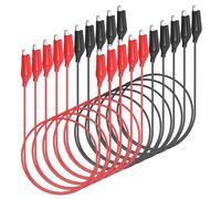 Cleqee Lot de 10 pinces crocodiles - Câbles de mesure avec câble flexible - Bornes isolées à double extrémité - Fils de pontage pour tests de connexion électrique - Rouge et noir