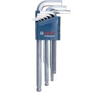Clés mâles six pans creux Bosch Professional, Jeu de 9 pièces, Acier trempé S2, Long bras pour effet de levier