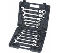 Clés mixtes articulées à cliquet de 8 à 19mm 72 dents - mallette de 12 pcs STILKER - 12715