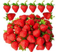 CLESDF Lot de 40 Fraises artificielles en Plastique pour la Maison, la Cuisine, la fête, la décoration, la Photographie