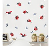 Clest F&H Cartoon Stickers Muraux, Amovible Peint Sept Points Coccinelle Stickers Muraux Autocollants Décor pour Filles Enfants Chambre Pépinière Fête D'anniversaire Faveur