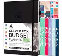 Clever Fox Budget Planner Pro - Organiseur financier + enveloppes de trésorerie, journal mensuel, suivi des dépenses et carnet de comptes personnel, non daté, 18 x 25,5 cm - Noir