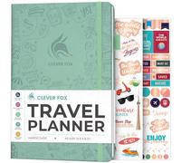 Clever Fox Journal de voyage - Planificateur de voyage d'itinéraire pour femmes, hommes et couples, journal de voyage, dure 5 voyages, A5 (crème menthe, A5 (14,7 x 21,1 cm))