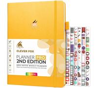 Clever Fox Planner PRO 2e édition - Agenda hebdomadaire non daté pour tâches et gestion du temps - Organisateur de vie avec liste de choses à faire, 21,5 x 28 cm (jaune ambré)