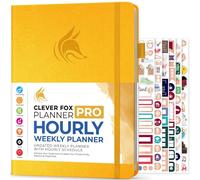 Clever Fox Planner Pro Planificateur de vie hebdomadaire et mensuel non daté avec créneaux horaires, carnet de rendez-vous et organiseur quotidien, A4 (jaune ambre)