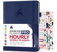Clever Fox Planner Pro Planificateur de vie hebdomadaire et mensuel non daté avec créneaux horaires, carnet de rendez-vous et organiseur quotidien, A4 (bleu foncé)