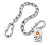 Clever Leon Chaîne de Fixation pour Hamac Fauteuil Suspendu et Balançoire avec 2 Mousquetons de Sécurité Acier Galvanisé Haute Résistance Jusqu à 320 kg Suspension pour Jardin et Intérieur 65 cm