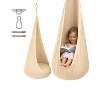 Clever Leon Fauteuil Suspendu Enfant sensoriel Coton Beige 60 kg | Hamac balançoire avec kit de fixation et coussin gonflable, Fabriquée en UE