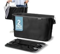 CleverMade Lot de 2 paniers à linge pliables, noir minuit/gris ombré - 60 l (50 l) - Panier à linge pliable avec cadre en fil métallique robuste et poignées de transport - Panier à linge pliable peu