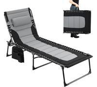 Clevich Bain de Soleil,XXL,Chaise Longue Pliable,5 Positions,199 x 66 cm | Transat de jardin extra-large,avec Matelas Rembourré et Oreiller,Charge Max 150kg,Plage,Piscine,Jardin,Terrasse,Gris Foncé