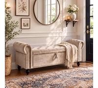 Clevich Banc d'Entrée avec Rangement, Pouf avec Espace de Rangement | Repose-Pieds Capitonné en Velours, avec Vérin à Gaz, Banc de Rangement pour Chaussures, Idéal pour Couloir Entrée ou Dressing