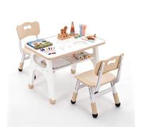 Clevich Ensemble de chaises pour enfant - Salon de jardin avec 2 chaises réglables en hauteur - Table de peinture pour enfants avec plateau à peindre et espace de rangement - Table de jeu