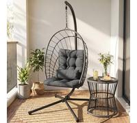 Clevich Fauteuil Suspendu avec Cadre - Pliable - avec Coussin épais - pour l'intérieur et l'extérieur - pour Adultes et Enfants - Charge maximale : 160 kg - Meubles de Jardin pour Balcon, terrasse et
