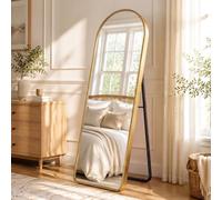 Clevich Grand Miroir sur Pied 160x50 cm Doré, Miroir Mural en Arche HD | Miroir Intégral en Verre Trempé Incassable & Cadre Aluminium, Pour Chambre, Salon, Dressing