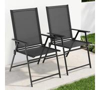 Clevich Lot de 2 chaises de Jardin Pliantes, en textilène, à Dossier Haut, légères, Peu encombrantes, Pliables, pour Jardin, terrasse et Camping, entièrement montées, Noires
