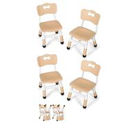 Clevich Lot de 4 chaises de Bureau pour Enfant - en Plastique - Jusqu'à 100 kg - Réglable en Hauteur - avec Dossier - À partir de 2 Ans - pour l'école, la Chambre d'enfant, Les Soins de Jour - Jaune