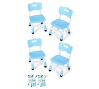 Clevich Lot de 4 chaises de Bureau pour Enfant, en Plastique, jusqu'à 100 kg, réglables en Hauteur, avec Dossier, à partir de 2 Ans, école, Chambre d'enfant, Soins de Jour, Bleu