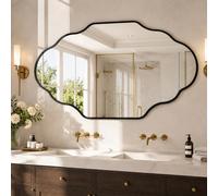 Clevich Miroir Asymétrique 66 x 116 cm avec Cadre en Alu, Miroir Décoratif | Miroir Mural Irrégulier, Design Moderne et Fin, Peu encombrant, pour Salle de Bain, Chambre, Salon, Entrée, Couloir