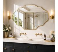 Clevich Miroir Asymétrique 66 x 116 cm avec Cadre en Alu, Miroir Décoratif | Miroir Mural Irrégulier, Design Moderne et Fin, Peu encombrant, pour Salle de Bain, Chambre, Salon, Entrée, Couloir