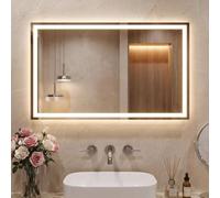 Clevich Miroir de Salle de Bain avec éclairage 100 x 60 cm, Miroir LED avec 3 Couleurs de lumière à intensité Variable, Verre trempé, Protection Contre Les Explosions, Interrupteur Tactile, Fonction