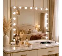 Clevich Miroir Maquillage, Hollywood Miroir Coiffeuse Lumineux 80 x 60cm | 20 Ampoules LED Miroir, Coiffeuse Luminosité Variable avec Port USB, loupe 10x, miroir pour Coiffeuse Miroir sur Table/Mur