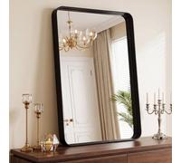 Clevich Miroir Mural à Cadre Profond, 90x60 cm, Miroir Mural Luxueux à Cadre Profond en Aluminium, Verre trempé, Décoration Miroir de Maquillage, pour Salon, Chambre, Entrée, Décoration Murale, Noir