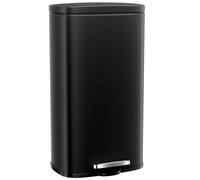 Clevich Poubelle 50 l en acier - Grande poubelle à pédale avec couvercle Soft-Close, pédale et seau intérieur amovible en plastique - Pour cuisine, salle de bain, bureau - Noir