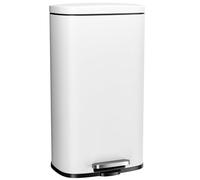 Clevich Poubelle 50 l en acier - Grande poubelle à pédale avec couvercle Soft-Close, pédale et seau intérieur amovible en plastique - Pour cuisine, salle de bain, bureau - Blanc